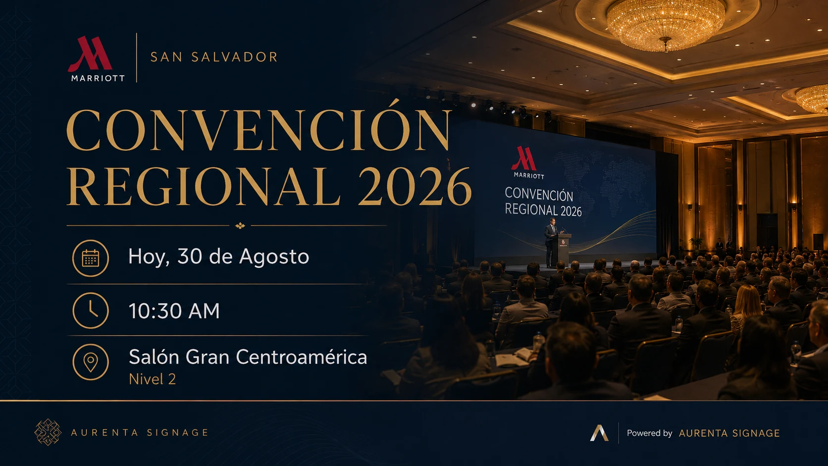 Aurenta Signage featured convention screen — property demo