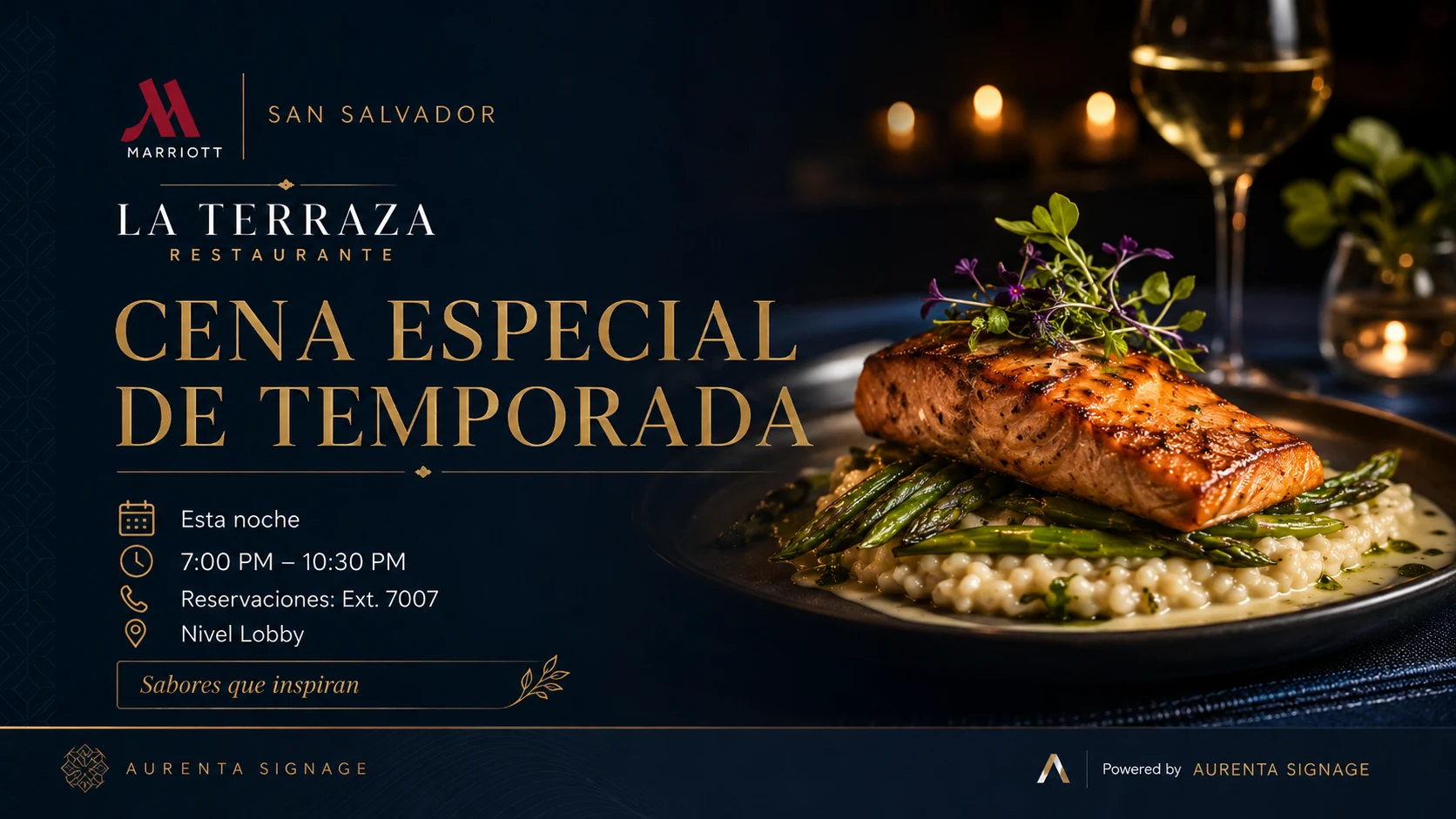 Aurenta Signage restaurant promotion — property demo