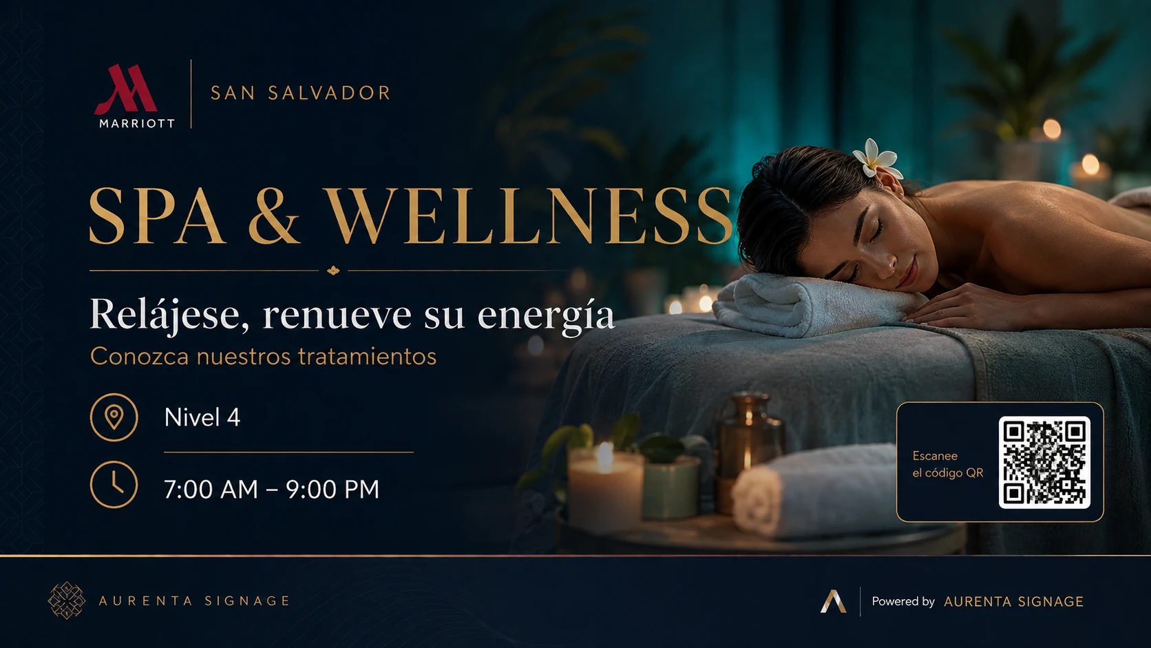 Aurenta Signage wellness promotion — property demo
